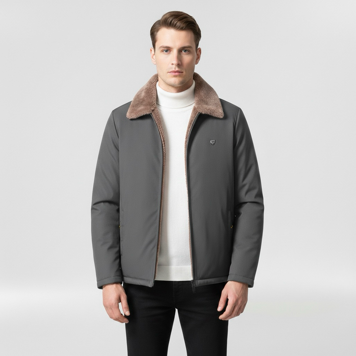 Jachetă bomber pentru bărbați cu guler contrastant, stil casual