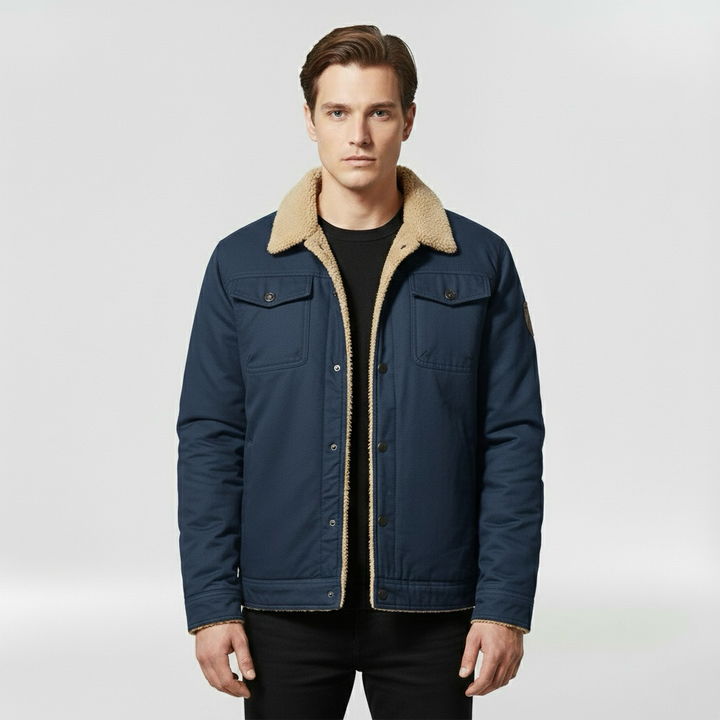 Kurtka bomberka męska z kołnierzem w kontrastowym kolorze do codziennego użytku casualowego