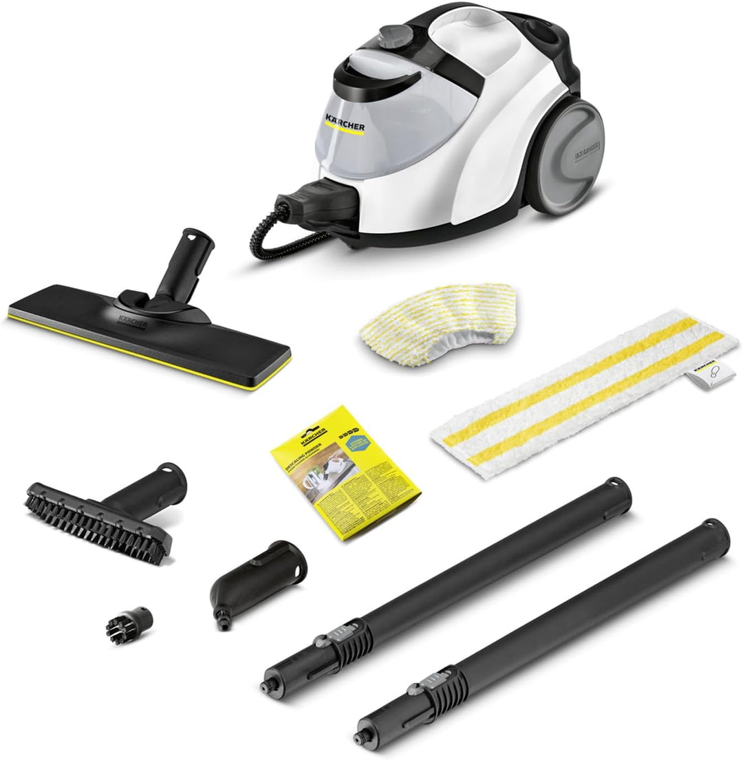 Krcher Dampfreiniger SC 5 EasyFix Iron Plug mit Heiwasser-Zuschaltung, Dampfdruck: 4,2 bar, Aufheizzeit: 3 min., Flche: ca. 150 m, Tank: 0,5 l + 1,5 l, Bodenreinigungsset EasyFix und Düsen