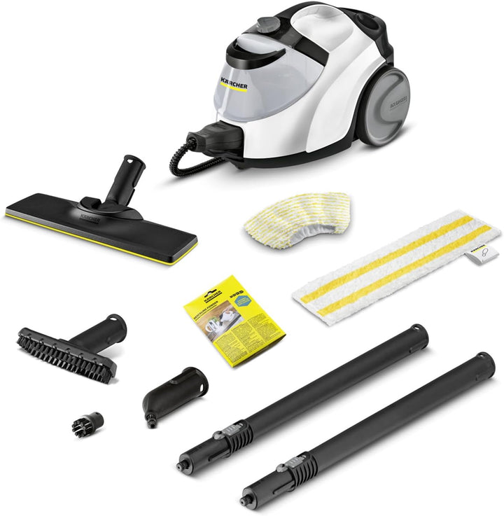 Krcher Dampfreiniger SC 5 EasyFix Iron Plug mit Heiwasser-Zuschaltung, Dampfdruck: 4,2 bar, Aufheizzeit: 3 min., Flche: ca. 150 m, Tank: 0,5 l + 1,5 l, Bodenreinigungsset EasyFix und Düsen