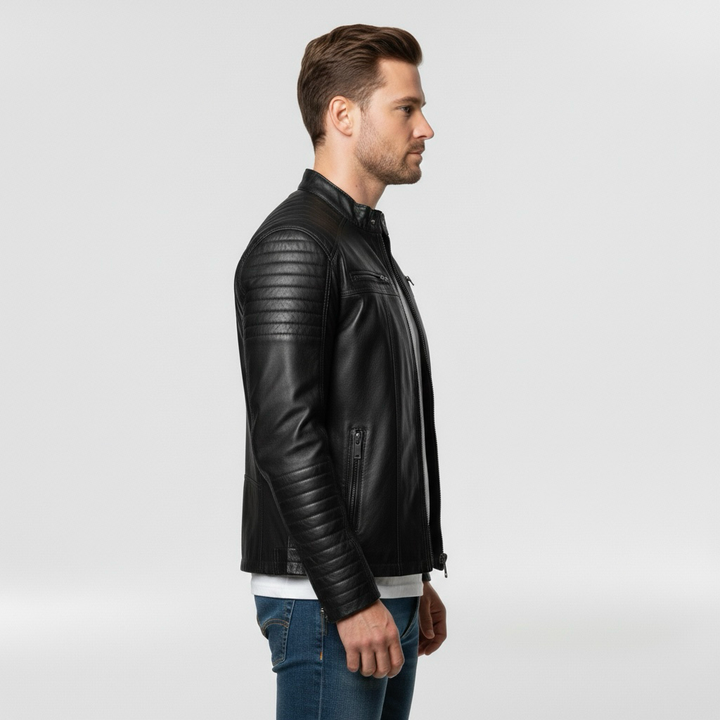 Pánská kožená bunda se zapínáním na zip pro každodenní běžné nošení