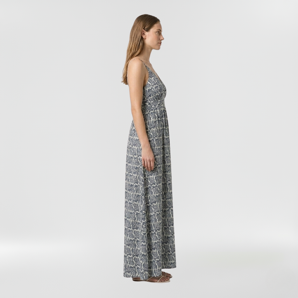 Robe longue imprimée pour femme avec fines bretelles