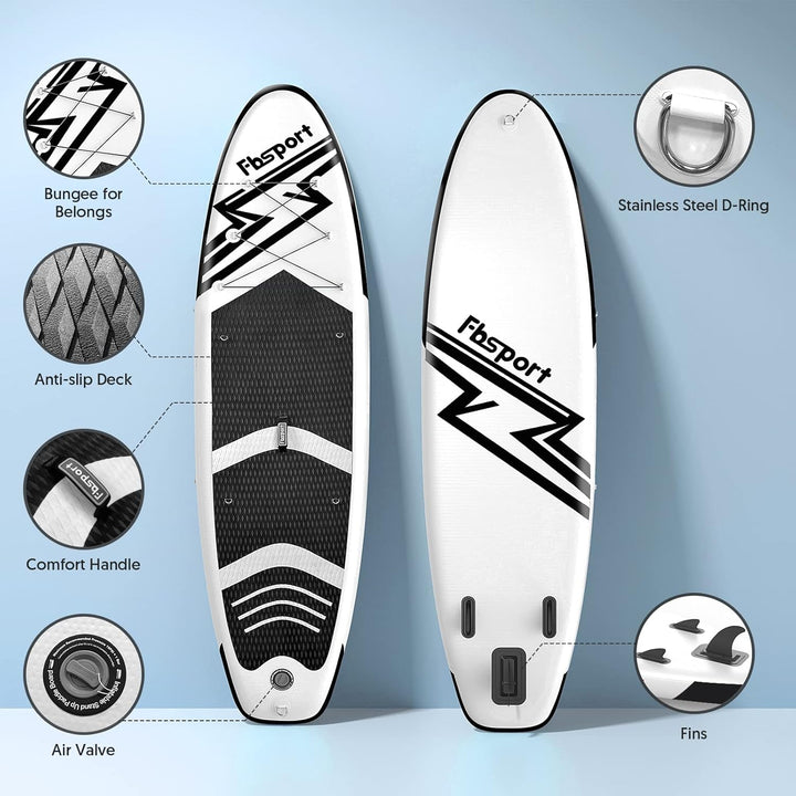 Premium-Stand-Up-Paddle-Board, Yoga-Board mit strapazierfähigem SUP-Zubehör und Tragetasche | Breiter Stand, Surf-Kontrolle, rutschfestes Deck, Leine, Paddel und Pumpe für Jugendliche und Erwachsene