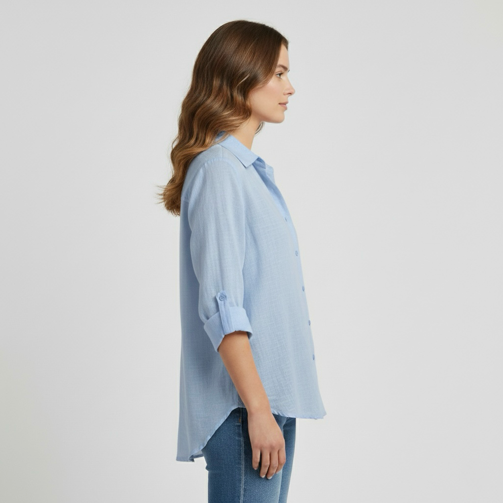 Camicia da donna a taglio comodo con bottoni per tutti i giorni