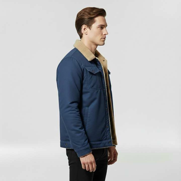 Kurtka bomberka męska z kołnierzem w kontrastowym kolorze do codziennego użytku casualowego