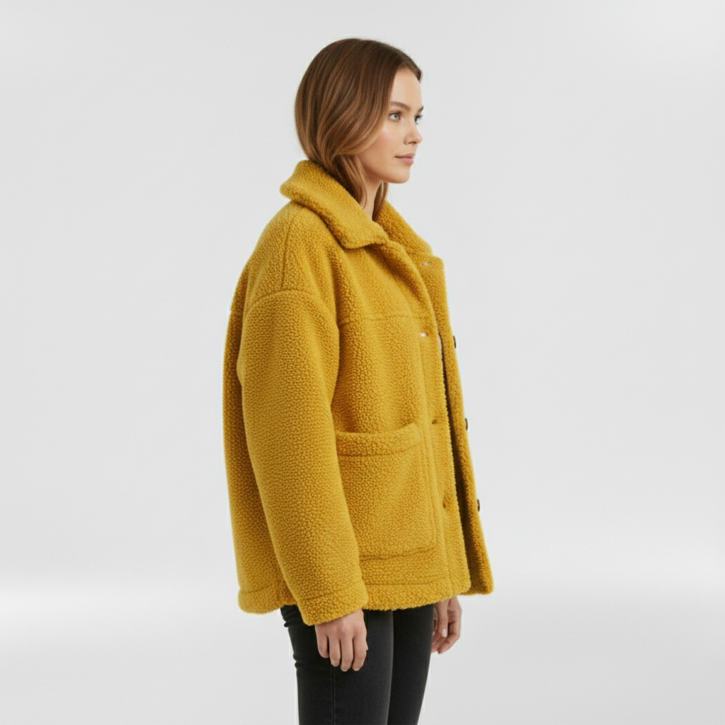 Chaqueta polar para mujer con botones delanteros para abrigarse a diario