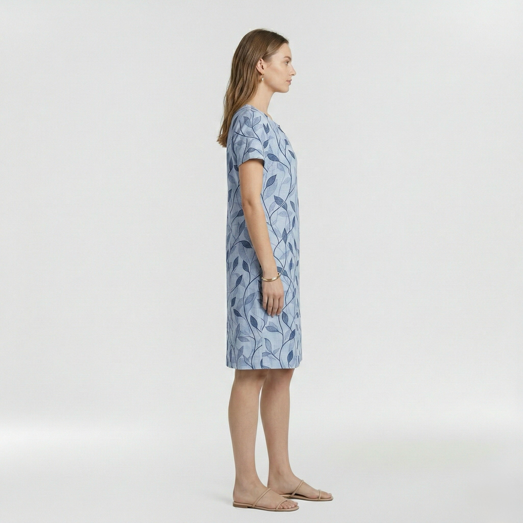 Midi šaty s krátkým rukávem a potiskem pro ženy