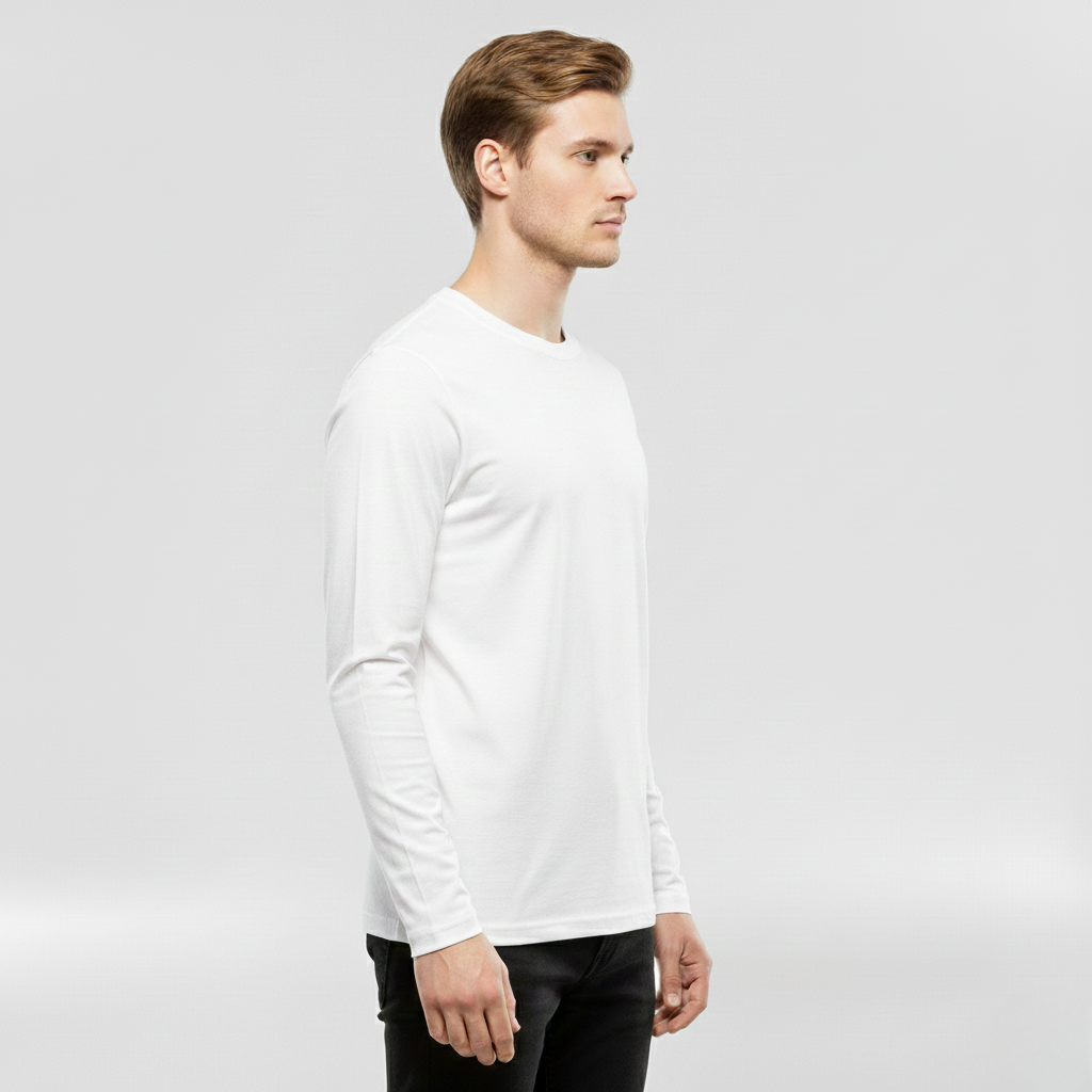 Męska koszulka z długim rękawem i okrągłym dekoltem na co dzień i do warstwowania