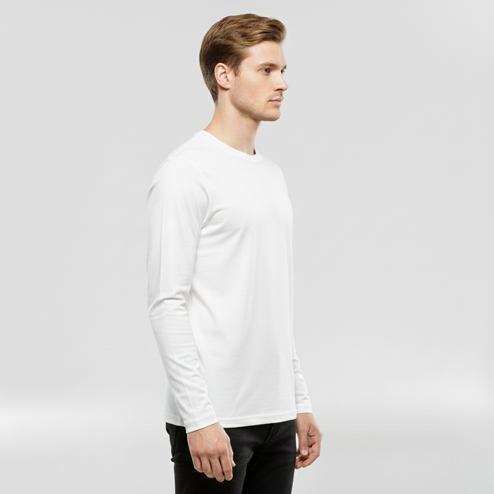 Męska koszulka z długim rękawem i okrągłym dekoltem na co dzień i do warstwowania