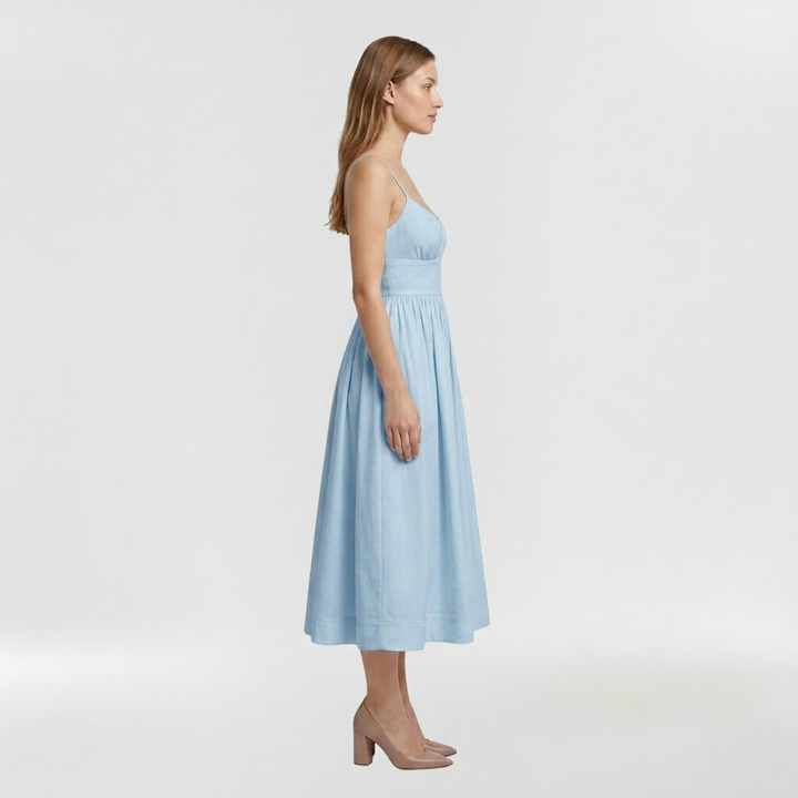 Robe midi sans manches pour femme avec fines bretelles