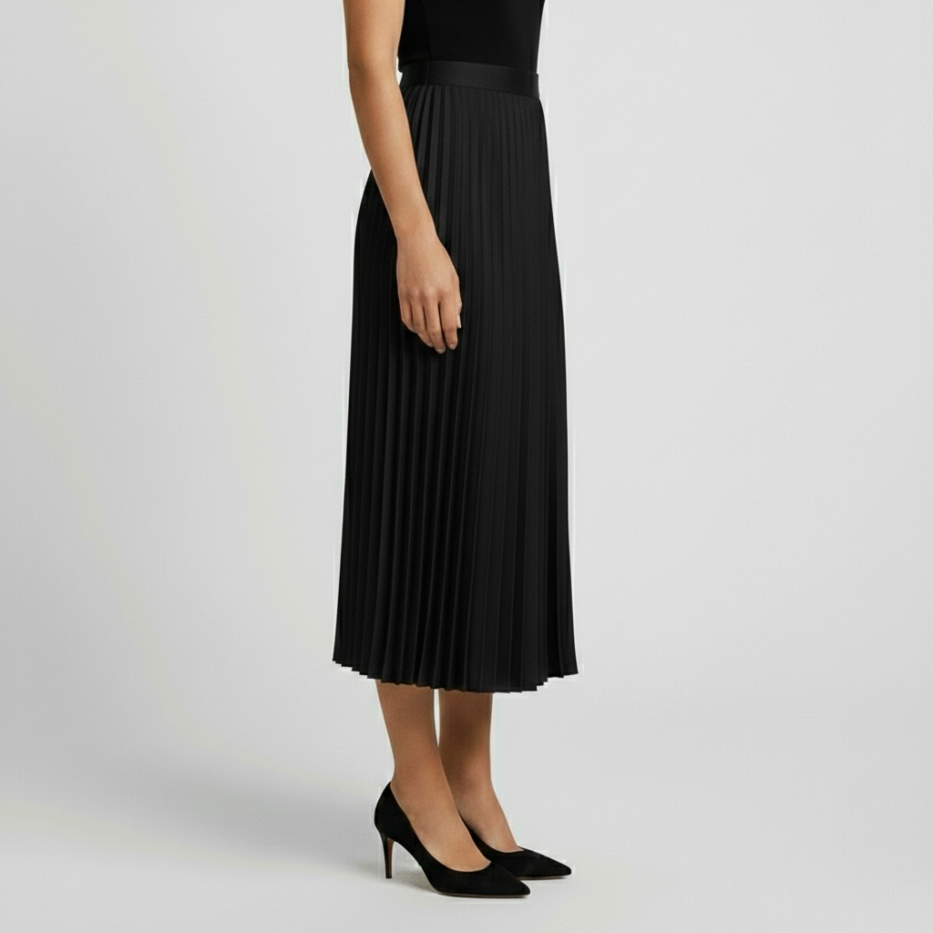 Falda midi plisada clásica para uso diario y oficina