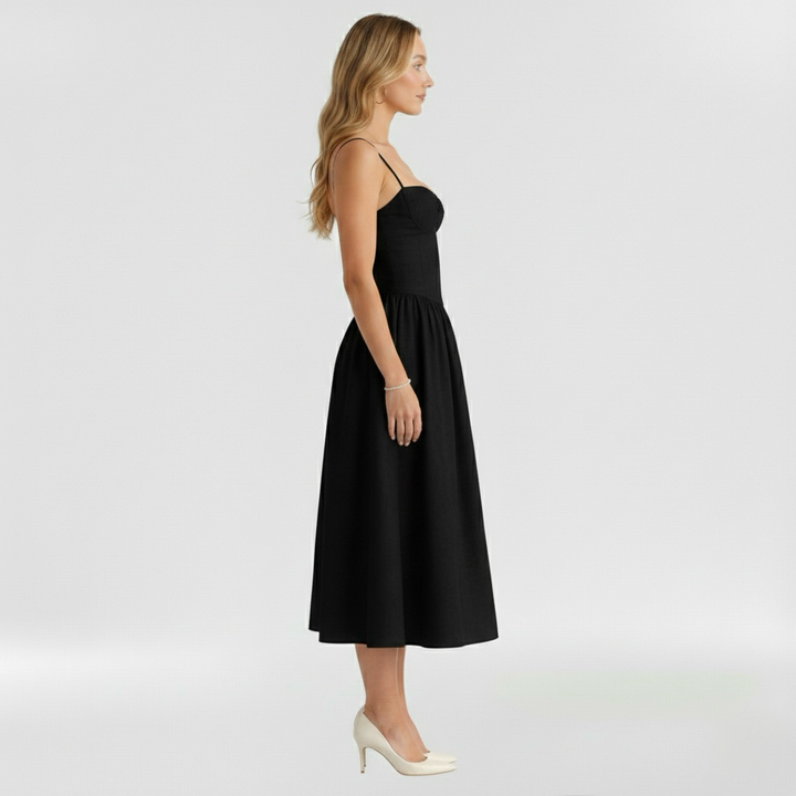 Vestito midi da donna con corpetto a corsetto a stampa floreale