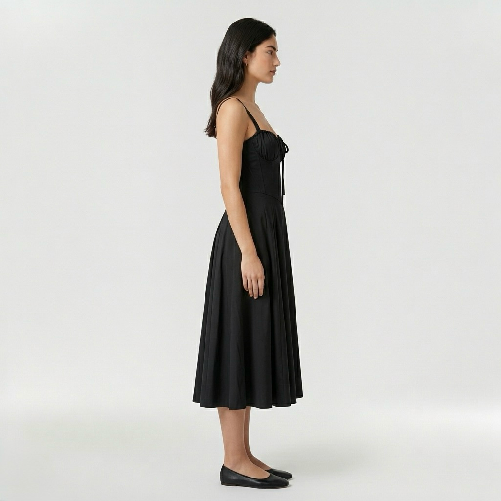 Vestido midi de tirantes con abertura lateral para mujer