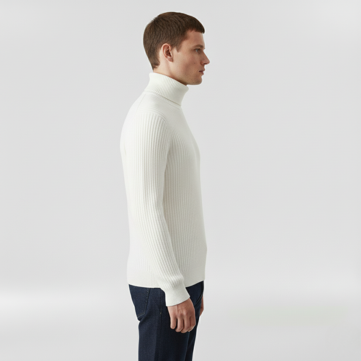 Gerippter Rollkragenpullover für Herren für Herbst und Winter im Alltag