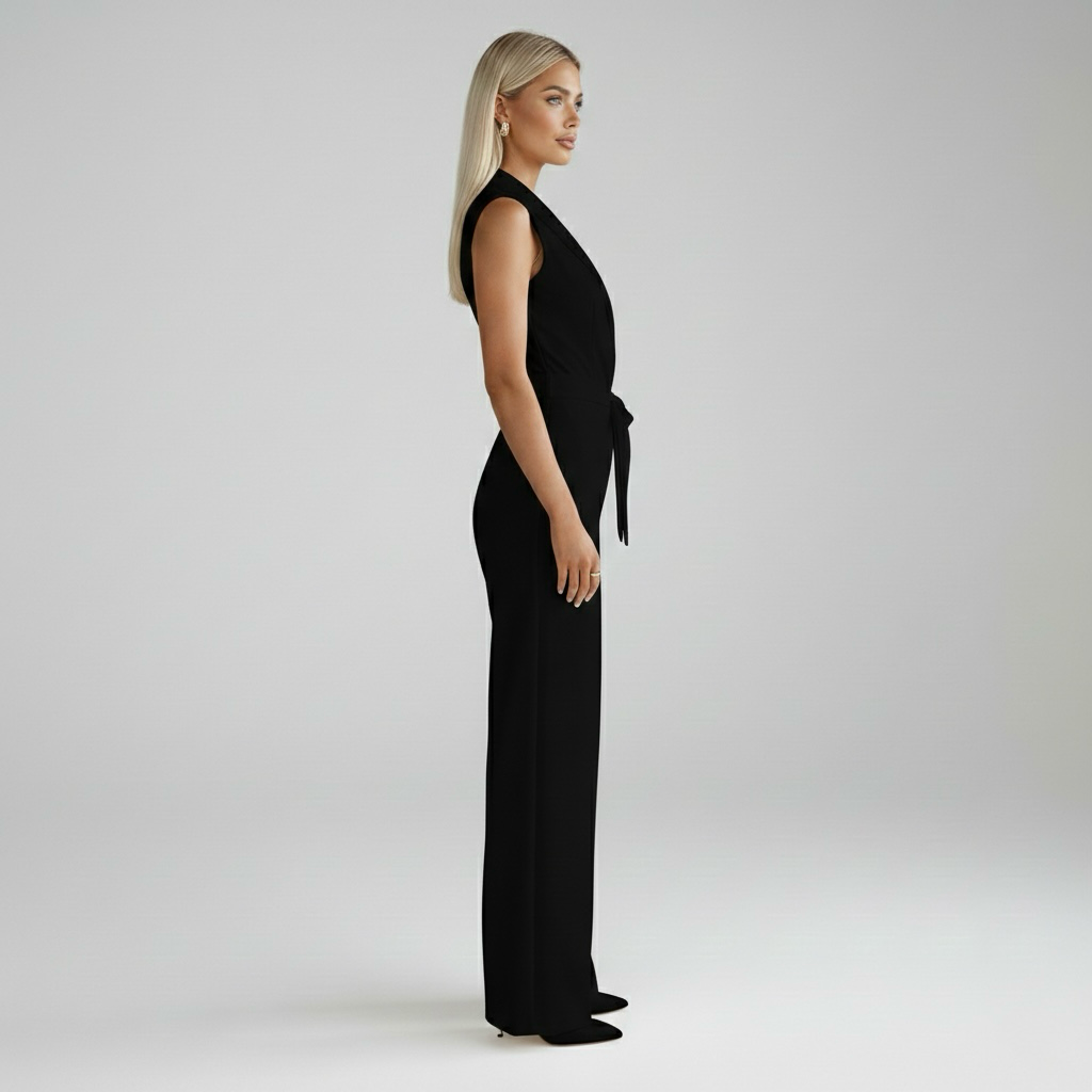 Dámský overal bez rukávů a s výstřihem do V na společenské události a večery