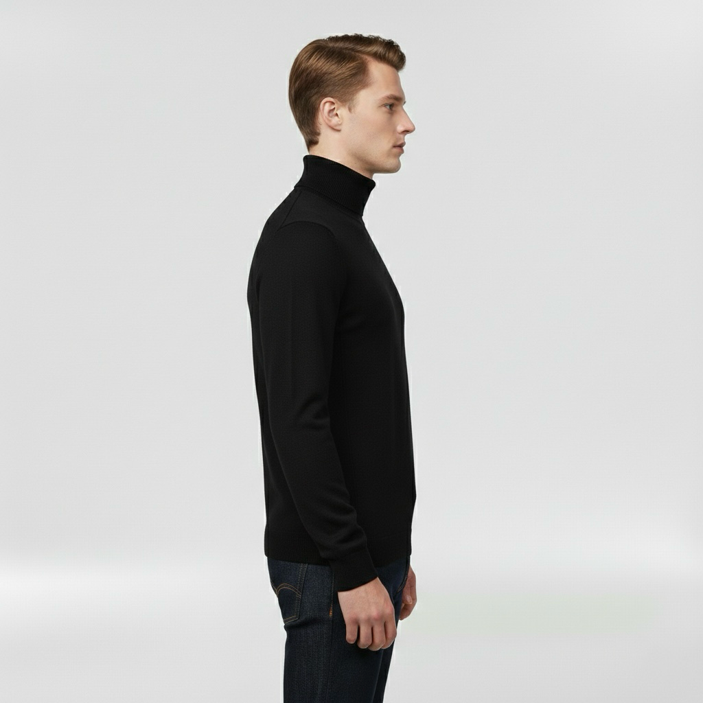 Pánský pletený svetr s vysokým límcem, teplý, elegantní a ležérní na zimu