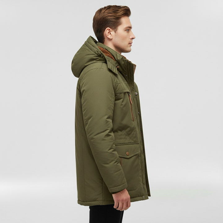 Pánská prošívaná bunda s kapucí, každodenní zimní kabát