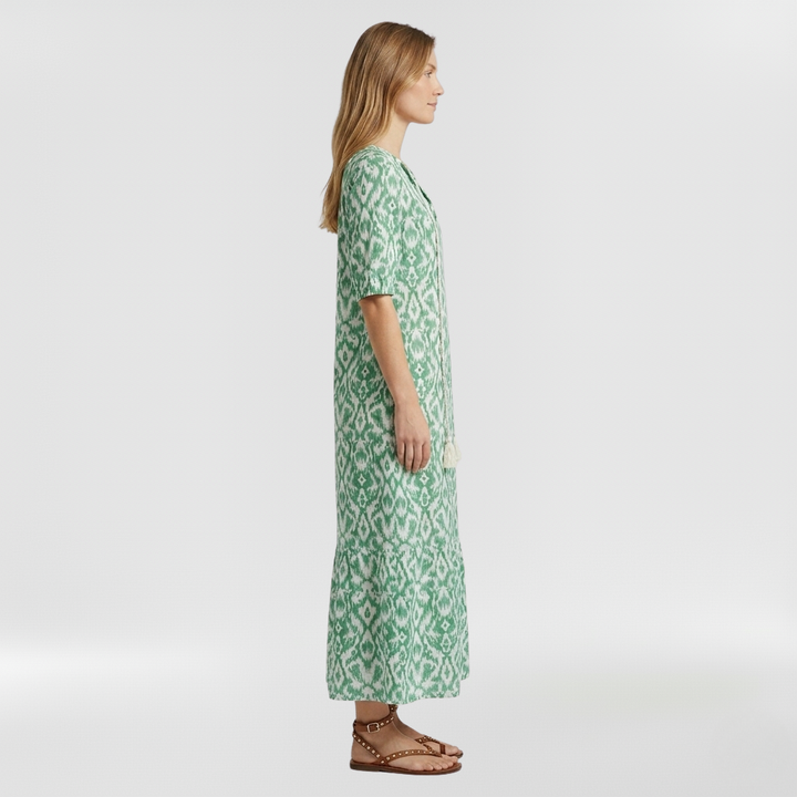 Abito lungo a fiori con maniche corte da donna