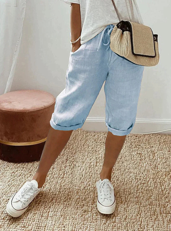 Pantalón de Lino con Bolsillos para Mujer