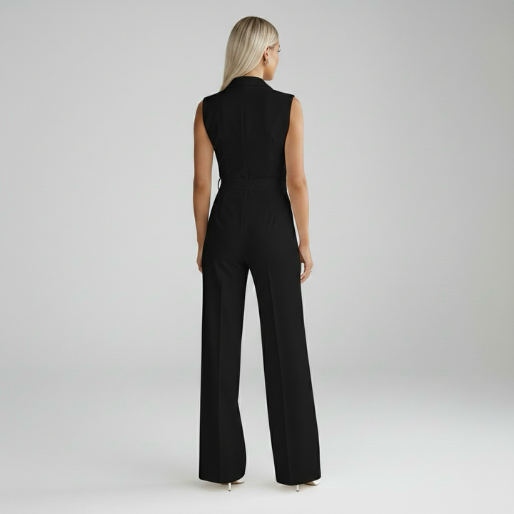 Dámský overal bez rukávů a s výstřihem do V na společenské události a večery