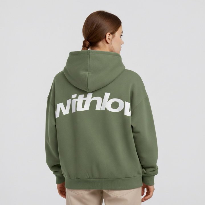 Dámska mikina s kapucňou v nadrozmernom štýle s predným vreckom