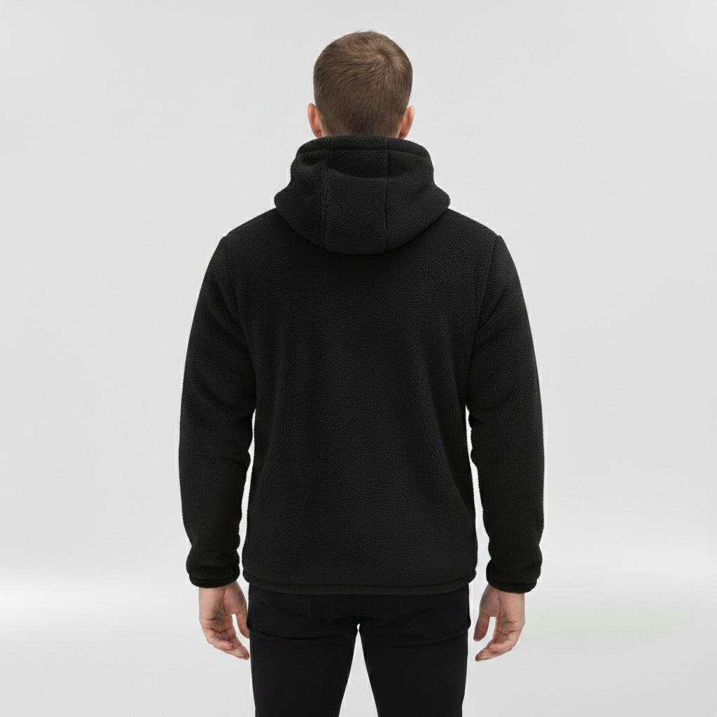 Kurtka z polaru z kapturem i zamkiem błyskawicznym dla mężczyzn na zimę