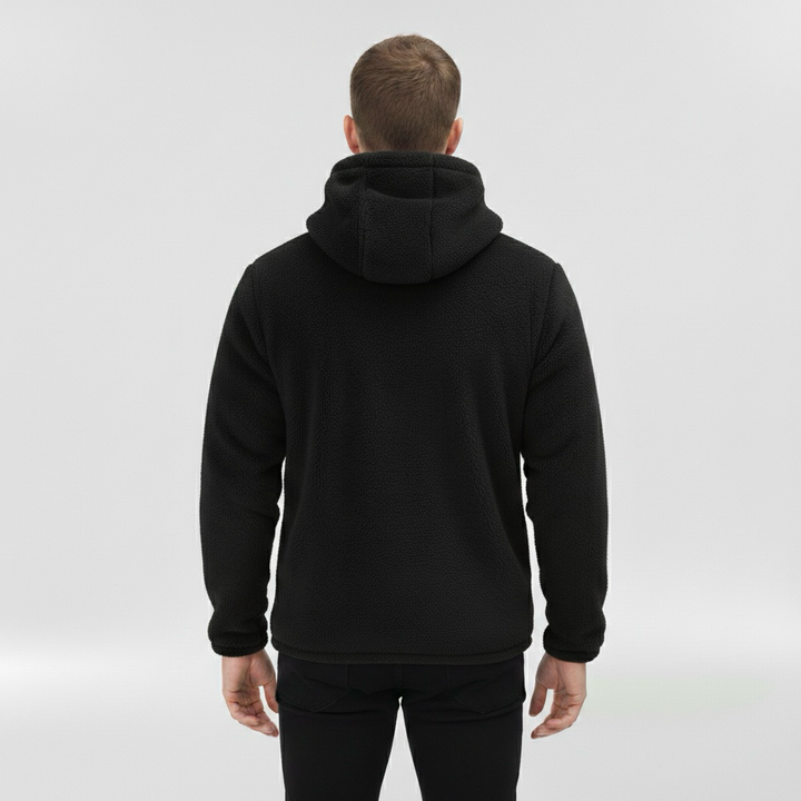 Kurtka z polaru z kapturem i zamkiem błyskawicznym dla mężczyzn na zimę