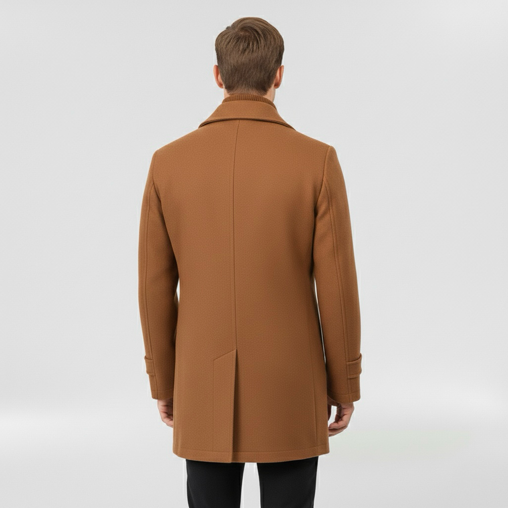 Cappotto medio lungo da uomo con bottoni per inverno elegante