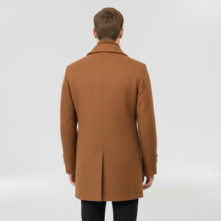 Cappotto medio lungo da uomo con bottoni per inverno elegante