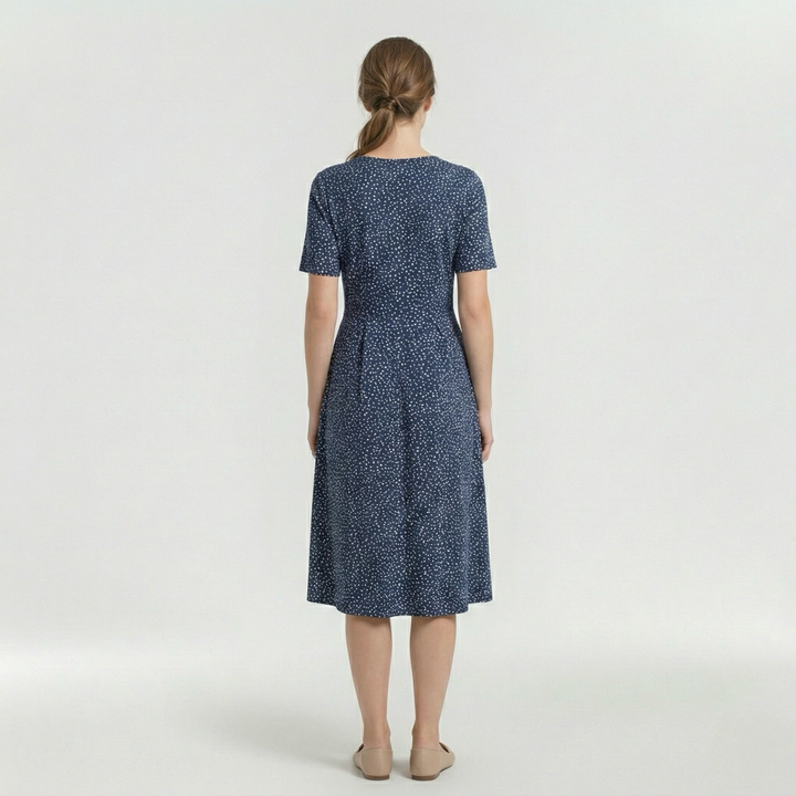 Vestido midi floral de manga corta para mujer diario