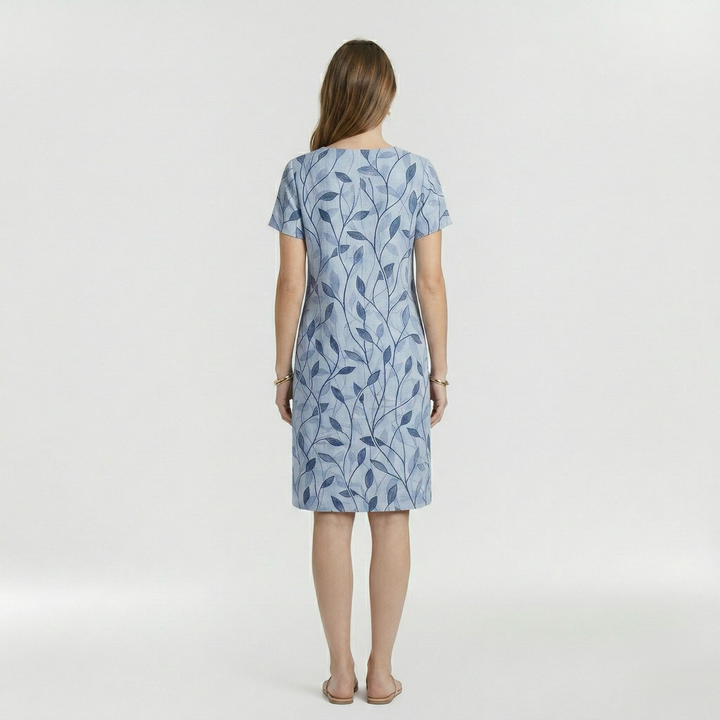 Midi šaty s krátkým rukávem a potiskem pro ženy