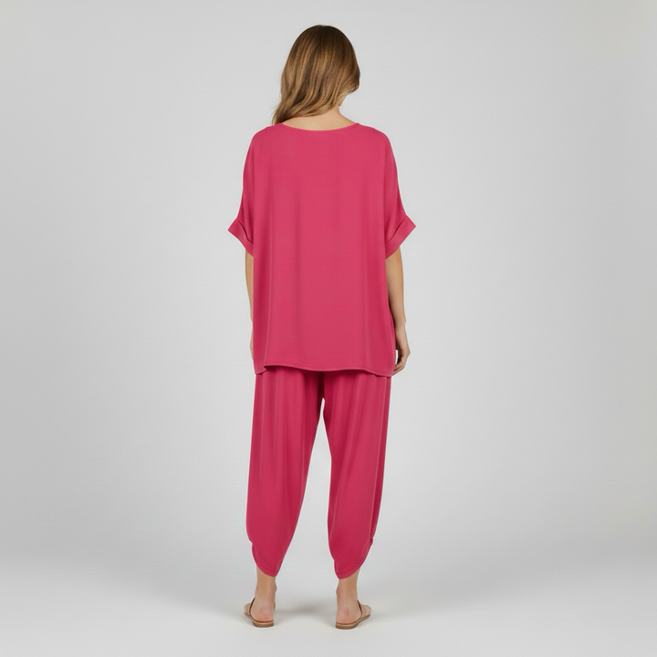 Pohodlná dvoudílná souprava pro ženy, top a volné kalhoty