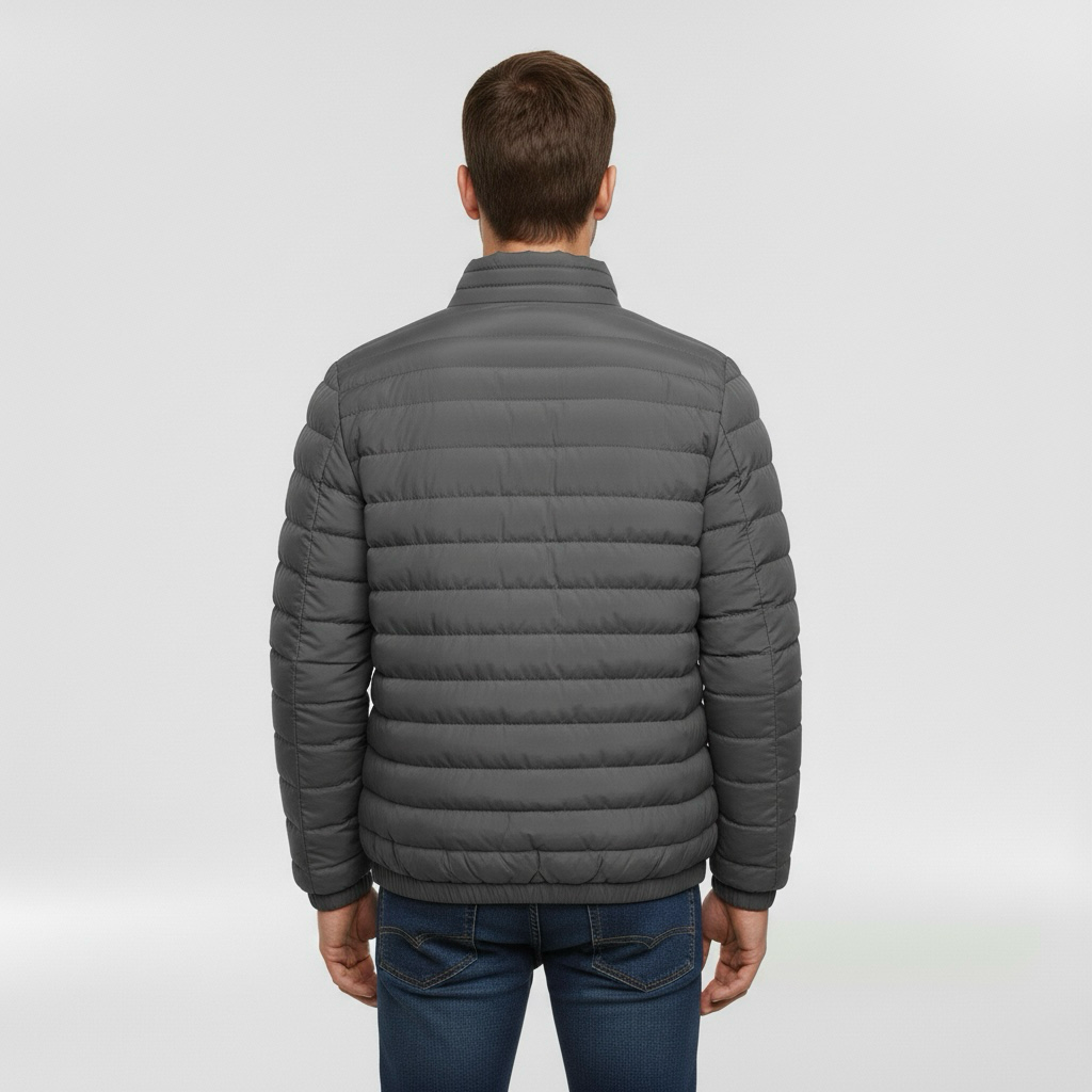 Geacă matlasată ușoară pentru bărbați cu guler înalt pentru iarnă