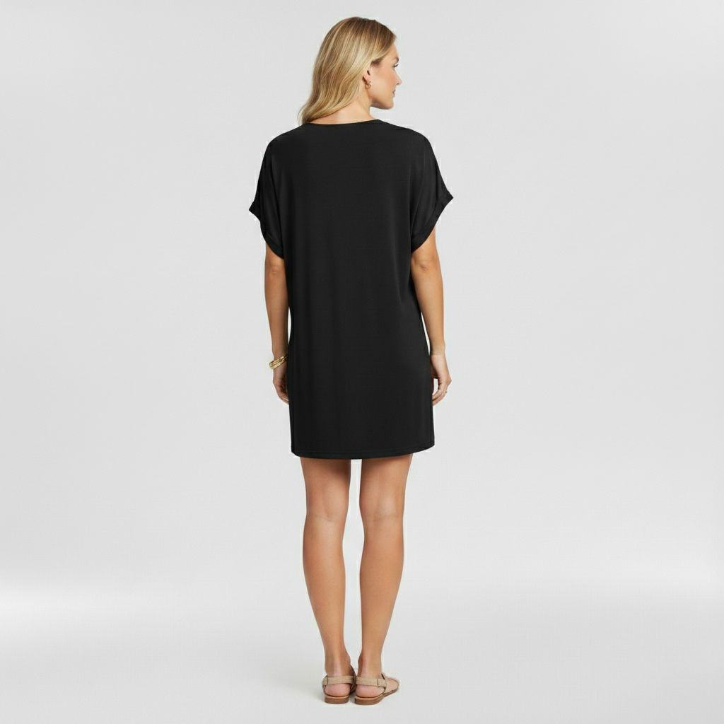 Dámské šaty s výstřihem do V a krátkým rukávem pro příležitostné nošení v létě