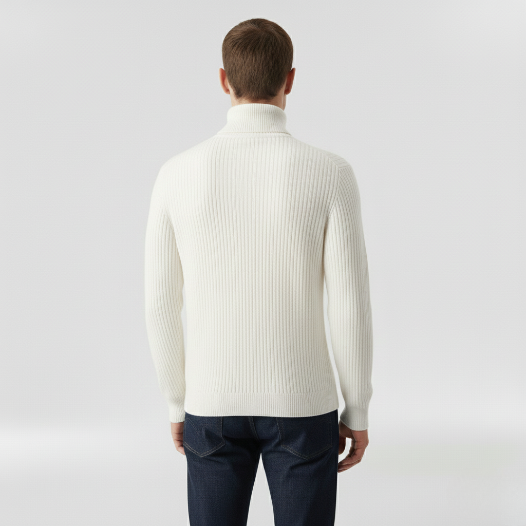 Gerippter Rollkragenpullover für Herren für Herbst und Winter im Alltag