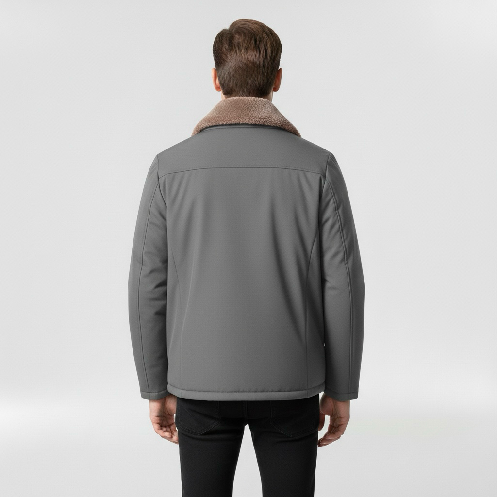 Jachetă bomber pentru bărbați cu guler contrastant, stil casual