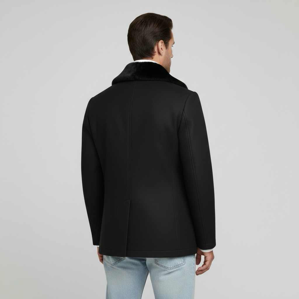 Férfi hosszú télikabát dupla soros gombolással