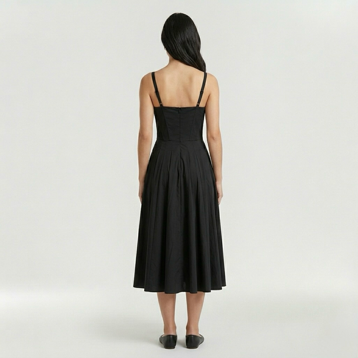 Vestido midi de tirantes con abertura lateral para mujer