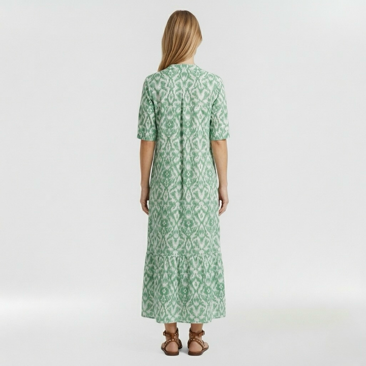 Abito lungo a fiori con maniche corte da donna