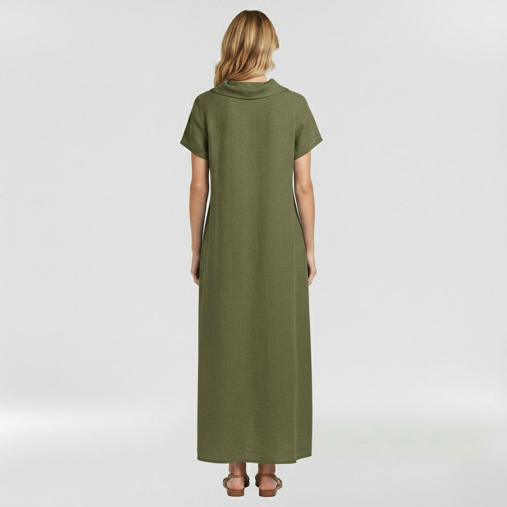 Vestido largo suelto para mujer de manga corta casual