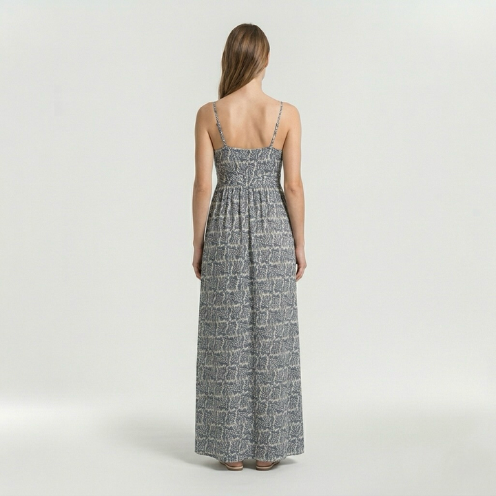 Robe longue imprimée pour femme avec fines bretelles