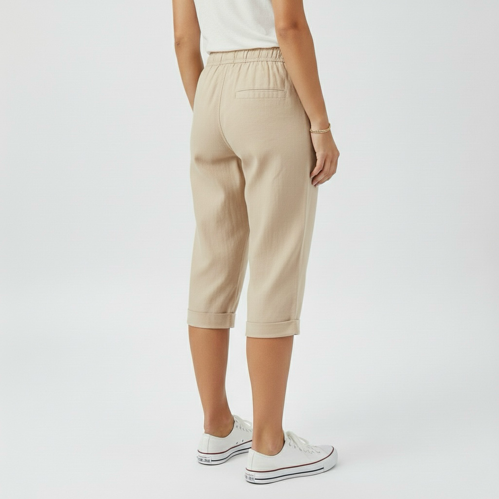 Pantaloncini informali al ginocchio con cordoncino da donna