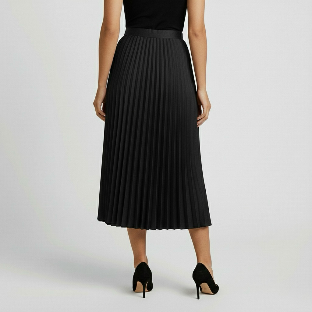 Falda midi plisada clásica para uso diario y oficina