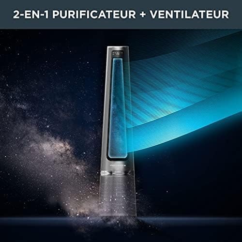 Rowenta QU5062 Eclipse 3in1 Luftreiniger | Heizlüfter | Ventilator | filtert 99,9% der Partikel | für 30 m2 Raumgre | schnelle Heizung bis zu 35°C | automatischer Tag- und Nachtmodus | Schwarz/Grau
