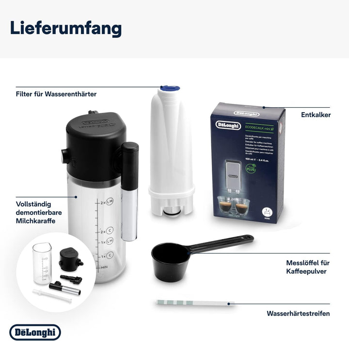 De'Longhi Magnifica Evo ECAM 292.81.B Kaffeevollautomat mit LatteCrema Milchsystem, 7 Direktwahltasten für Cappuccino, Espresso und weitere Kaffeespezialitten, 2-Tassen-Funktion, Schwarz