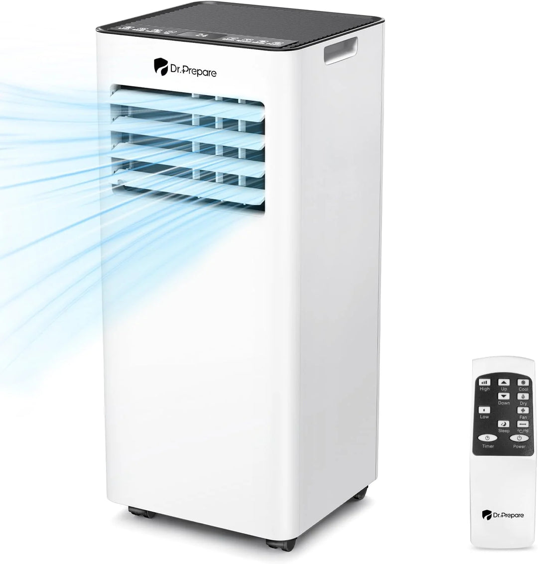 DR.PREPARE Mobiles Klimagerät 9000 BTU mit APP, 4 in 1 Mobile Klimaanlage mit Abluftschlauch, Kühlen&Ventilieren&Entfeuchten, Ventilator & Schlafmodus mit Fernbedienung, Kühlt bis zu 30m², 1-24H Timer