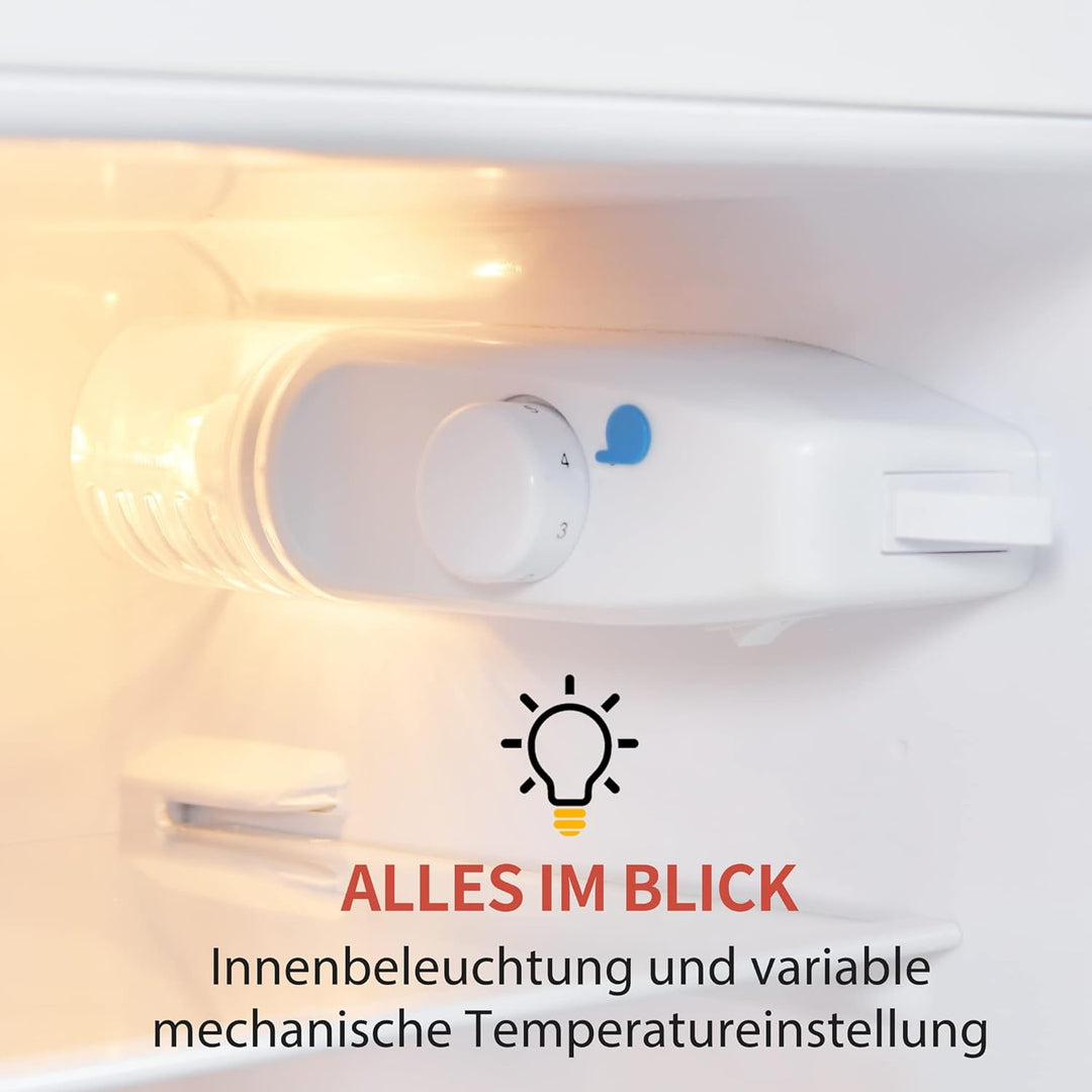 Merax Kühlschrank mit Gefrierfach, Kühl-Gefrierkombination, klein Kühlschrank mit 51L und Gefrierschrank 21L, Leise, LED, Glasablagen, Gemüsefach, Türablagen, für Küche, Wohnzimmer, Büro, Schwarz