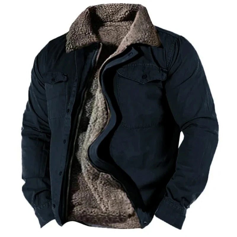 Chaqueta de Denim Forrada con Sherpa para Hombre | Cálido Invierno