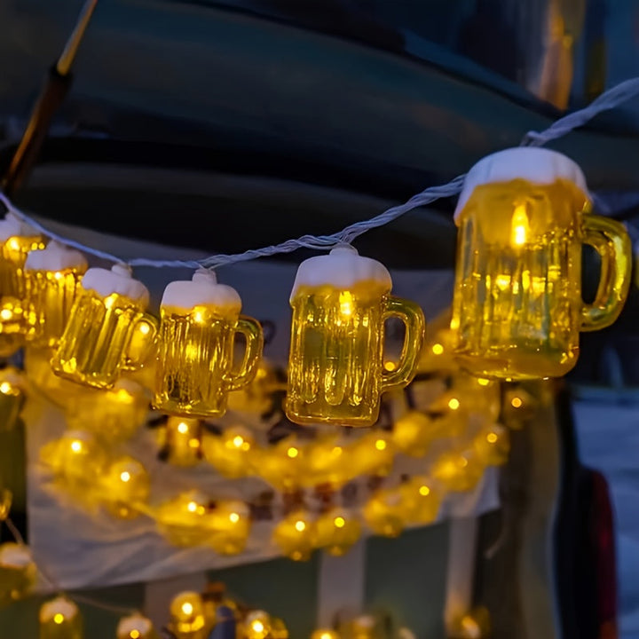 Pack de 2 Guirnaldas de Luces LED con Forma de Jarra de Cerveza – Oktoberfest 2025