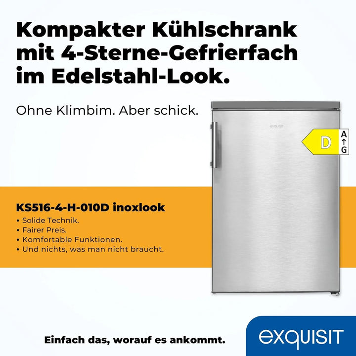 Exquisit Kühlschrank mit Gefrierfach, 120 Liter, 4-Sterne-Gefrierfach, Kühlschrank freistehend, KS516-4-H-010D weiss